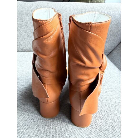 Daniella Shevel Bonnie Lambskin Leather Bootie Hazel Brown Women's 38.5 US 8 - Picture 3 of 16